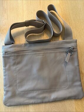 Longchamp Leather Crossbody Bag Taupe Grey Messenger Made in France  NEW Rare